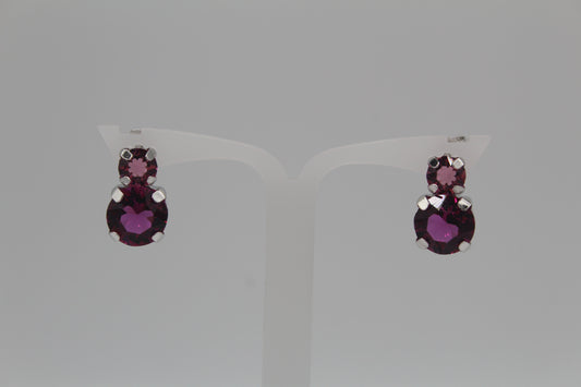 Earring two stones, pink